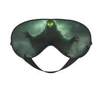 Green Ghost Horror Halloween Pumpkin Print Sleep Mask,Soft Eye Mask with Adjustable Strap for Sleeping, Travel and Relaxation