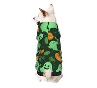 Green Ghost Horror Halloween Pumpkin Print Small Dogs Warm Hoodie, Soft And Breathable Sweatshirt, Easy To Wear Jumper For Winter And Fall, Cold Weather Hooded Coat Pullover