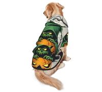 Green Ghost Horror Halloween Pumpkin Print Soft Dog Hoodie For Medium To Large Dogs, Warm And Breathable Winter Pet Sweatshirt, Easy To Wear Jumper For Cold Weather