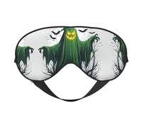 Green Ghost Horror Halloween Pumpkin Print Soft Eye Mask â€“ Comfortable Sleep, Elastic Nighttime Shade, Eye Covers for Travel, Meditation