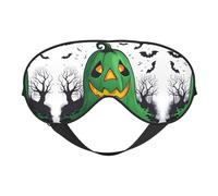 Green Ghost Horror Halloween Pumpkin Print Soft Eye Mask - Comfortable Sleep, Elastic Nighttime Shade, Eye Covers for Travel, Meditation