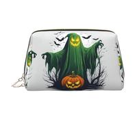 Green Ghost Horror Halloween Pumpkin Printed Handheld Makeup Case, Spacious Toiletry Organizer Designed for Brushes and Toiletries