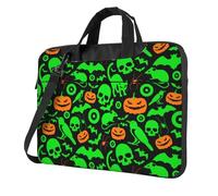 Green Ghost Horror Halloween Pumpkin Printed Waterproof Laptop Case Ultra-Thin Portable One-Shoulder Laptop Bag 600d Oxford 13in/14in/15.6in