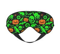 Green Ghost Horror Halloween Pumpkin Printing Soft Dual-Use Sleep Blocks Light Efficiently Blackout Eye Mask for Sleeping
