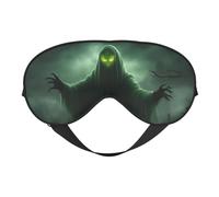 Green Ghost Horror Halloween Pumpkin Sleep Mask,100% Natural Mulberry Silk Eye Mask with, Ultra-Soft Eye Covers for Sleeping, Travel, Nap