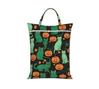 Green Ghost Horror Halloween Pumpkin Travel Laundry Bag with All-Over Print,Water-Resistant Twill Fabric,Smooth Zipper, Top Carry Handle,Hanging Loop,Large 58x46cm