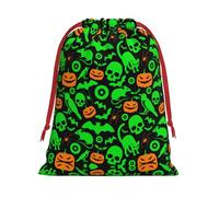Green Ghost Horror Halloween Pumpkin Ultra Soft Velvet Gift Bag, Comfortable To The Touch, Reusable