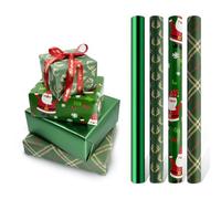 Green Gift Wrapping Paper Rolls, 4 Rolls 43cm*3 Meter Christmas Wrapping Paper Roll,Suitable for Xmas, Birthday, Party,Wedding,Baby Shower,Festival Gift Decorations