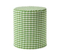 (Green) Gingham Check Round Pouffe Cotton 40 x 42 cm
