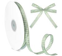 Green Gingham Ribbon, 45m X 10mm Green and White Gingham Fabric Plaid Ribbon Woven Edge Plaid Ribbons Checkered Ribbons for Gift Wrapping Party Bouquet Decoration Art Craft Sewing Hair Bow Invitation