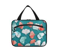 Green Gingko Leaf Origami Art Hanging Toiletry Travel Bag with Hook, Designer Compact Shaving Bag for Men for Travel Essentials for Women Trip bolsas de maquillaje para Mujer L