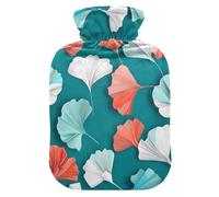 Green Gingko Leaf Origami Art hot-Water Bottle with Soft Cover, 2L hot Compress for Neck Shoulder Warmer, Neck and Shoulder Pain Relief, Bolsa de agua Caliente para el Dolor