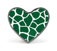 Green Giraffe Pattern Funny Metal Badge 1″ Heart Form Brooch Pin Clothes Hat Bag Accessories Tie Decor