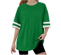 Green Girls T-Shirt Oversized Crewneck Baseball Tee Short Sleeve Summer Tops Loose Fit Lightweight Tunic Tees Longline Basic Blouse Leisure Fashion Top Children's Comfy Clothing 12-13 Years