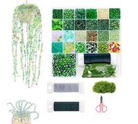 Green Glass Beaded Plant Kit,Beaded Plant Kit,Forever Leaf Flower Beads,Green Crystal Leaf Beads with Wire & Tools,DIY Lover Gifts,Jewelry Making & DIY Crafts (Style A)