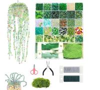 Green Glass Beaded Plant Kit,Beaded Plant Kit,Forever Leaf Flower Beads,Green Crystal Leaf Beads with Wire & Tools,DIY Lover Gifts,Jewelry Making & DIY Crafts (Style B)