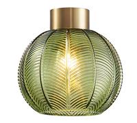 HARPER LIVING Green Glass Lampshade, Pendant Lighting Easy Fit Shade, Elegant Green Glass Ceiling Pendant Light Shade with Antique Gold Top, Lovely Shade, 21cm Diameter (Green)