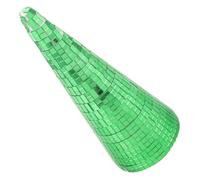 Green Glass Foam Cone Tree Ornament with Mirrored Mosaic Disco Accents