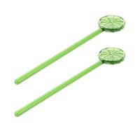 Green Glass Swizzle Sticks Reusable Stir Rods 2pcs Slice Shape