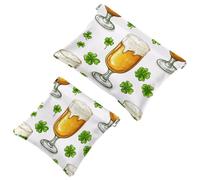 Green Glasses of Beer with Clover Leaves Pocket Cosmetic Bag, Waterproof Squeeze Makeup Bag No Zipper Self-Closing, Portable Mini Travel Storage for Headphones Jewelry