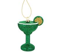 Green Glitter Cocktail Decoration Hand Painted Hanging Christmas