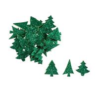 Green Glitter Foam Trees x 60 - Self Adhesive - Christmas Card Scrapbook