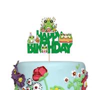 Green Glitter Frog Happy Birthday Cake Topper for Baby Shower, Kids Party Decorations,Rainforest Party Decor, Frogs Princess Cake Decor,Frogs Birthday Decor