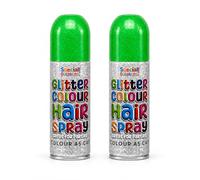 Green Glitter Hair Spray 200ml, 2 Pack Temporary Washable Green Hair Colour Spray, Instant Sparkle Hair Dye for Parties, Festivals, Fancy Dress, Halloween, Costumes, Birthdays & Special Events