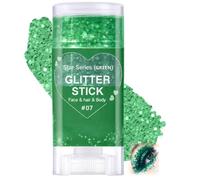 Green Glitter Stick for Face Body & Hair, Chunky Holographic Shimmer Stick with Twist-Up Applicator, Iridescent Body Glitter for Festival, Rave, Party, Carnival & Halloween Makeup