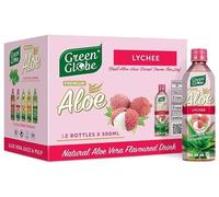 Green Globe Aloe Vera Juice Drink 500 ml | Original Aloe Vera Juice for Hair and Skin | Bundle Pack | (Lychee Aloe Vera Drink, Pack of 12)