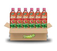 Green Globe Aloe Vera Juice Drink 500 ml | Original Aloe Vera Juice for Hair and Skin | Bundle Pack | Pack of 6 (Strawberry Aloe Vera Drink)