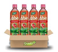 Green Globe Aloe Vera Juice Drink 500 ml | Original Aloe Vera Juice for Hair and Skin | Bundle Pack | Pack of 4 (Strawberry Aloe Vera Drink)