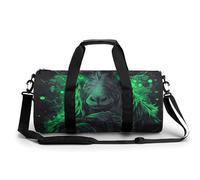 Green Glowing Goat with Camera Sport Gym Bag with Double Zipper Lightweight Travel Duffle Bags Weekender Overnight Backpack
