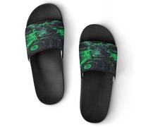 Green Glowing Goat with Camera Unisex Summer Sliders Waterproof Beach Slippers Lightweight Anti Slip House Shoes