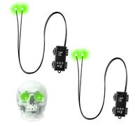 Green Glowing Skeleton Eyes with Timer, Waterproof Halloween LED Lights | 2 Pack of LED Eyes to Light Up Skeleton Masks, Pumpkins and Halloween Props (Batteries Not Included)