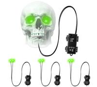 Green Glowing Skeleton Eyes with Timer, Waterproof Halloween LED Lights | 4 Pack of LED Eyes to Light Up Skeleton Masks, Pumpkins and Halloween Props (Batteries Not Included)