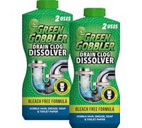 Green Gobbler Drain Clog Dissolver | Powerful Liquid Drain Opener & Toilet Clog Remover | Safe for Pipes & Septic | 2 Pack