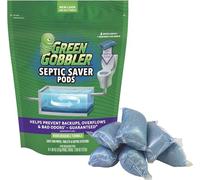 Green Gobbler Septic Saver Pods - Sewage & Septic Tank Cleaner - Bacteria Enzyme Packs for Monthly Septic Tank Treatments - 6 Pods (222g)