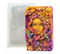 Green Goddess Silicone Soap Mould - Nature Lady Face Soap Mould for Handmade Soap, Wax, Resin & Plaster - Detailed Floral Forest Woman Craft Mould
