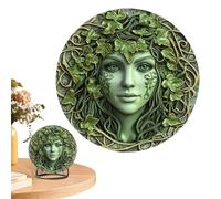 Green Goddess Table Decor - Green Lady, Retro Vine Fantasy Sculpture | Wooden Mythical Desktop Art Statue Statue Elegant Enchanting Indoor Outdoor Decor for Patio Garden Yard Display Gadgets