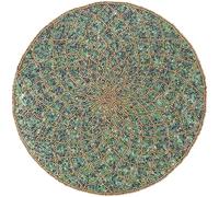 Green Gold 13 inch Charger Plate - Round Beaded Placement Mats for Dining Table
