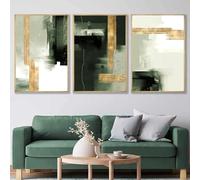 Green Gold Abstract Painting Green White and Gold Wall Art Emerald Green Wall Posters Marble Abstract Picture Green Marble Canvas Wall Art Modern Green Artwork Abstract Color Block Wall Art 16x24inx3