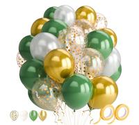 Green, Gold and White Balloons, Pack of 50 Latex Metal Balloons, Balloons for Party Decoration, Girls