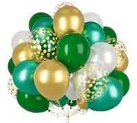 Green Gold Balloons, Ousuga 30 pcs 12 Inch Dark Green Pearl White Metallic Green Gold Confetti Latex Balloons Set for Girls Women Birthday Wedding Baby Shower Baptism Anniversary Party Decorations