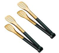 Green Gold Kitchen Cooking Tongs Stainless Steel Pliers Food Seriving Tongs BBQ Grilling Hollow - 2 Pack 11-Inch