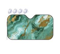 Green Gold Marble Car Windshield Sun Shade Foldable Car Front Window Sunshade for Sun, Heat and UV Rays, Auto Sun Blocker Visor Protector for Cars, SUVs Medium