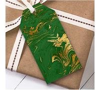 Green Gold Marble Christmas Gift Tags (Present Favor Labels)