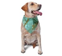 Green Gold Marble Dog Bandana Pet Scarf Accessories for Small Medium Dogs Cats Photo Prop, Triangle Pet Bandanas Adjustable Puppy Bib Washable Dog Kerchief Puppy Neckerchief