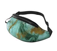 Green Gold Marble Fanny Pack for Men Women, Waterproof Sports Waist Bag Fashion Belt Bag Crossbody Bags Hip Bum Bag with Adjustable Strap Large Sling Bag Purse for Travel Hiking