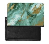 Green Gold Marble Passport Holder & Travel Wallet Passport Cover Protector Essentials with Credit Card Slots